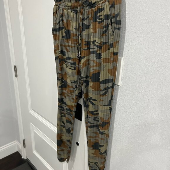 Hot Kiss Elastic Waist Drawstring Casual Camo Ribbed Jogger Pants Sz Large Comfy - Picture 3 of 11